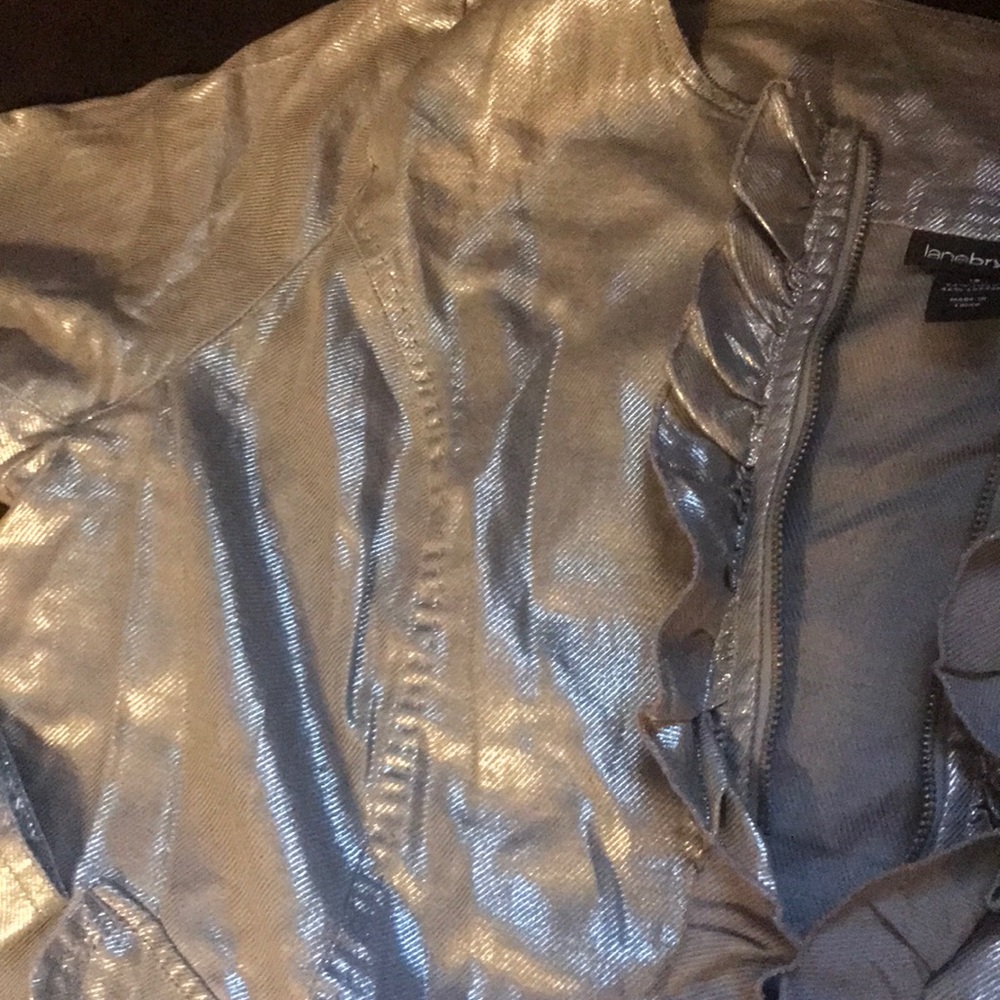 Lanebryant silver ruffle zip up jacket w ruffle - Picture 2 of 3